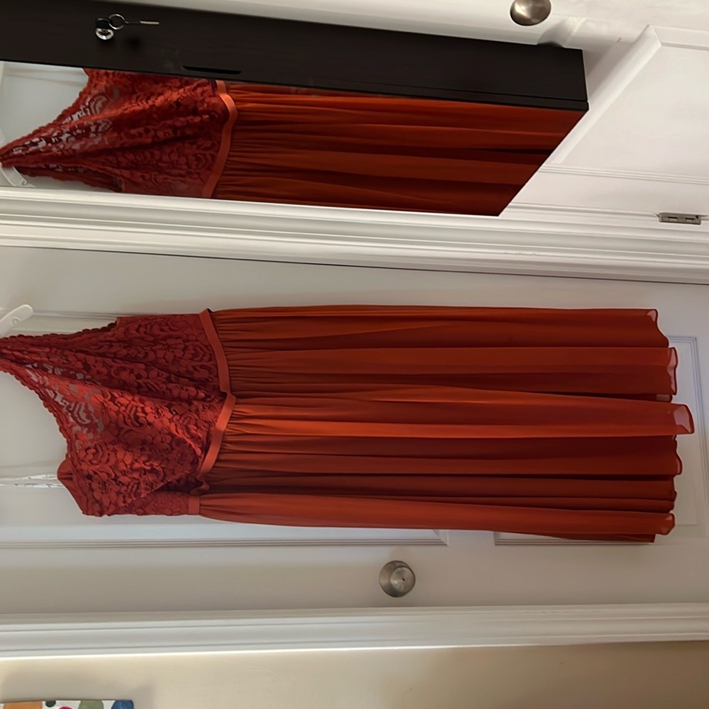 Burnt orange prom, formal or bridesmaid dress size 20 (altered)
